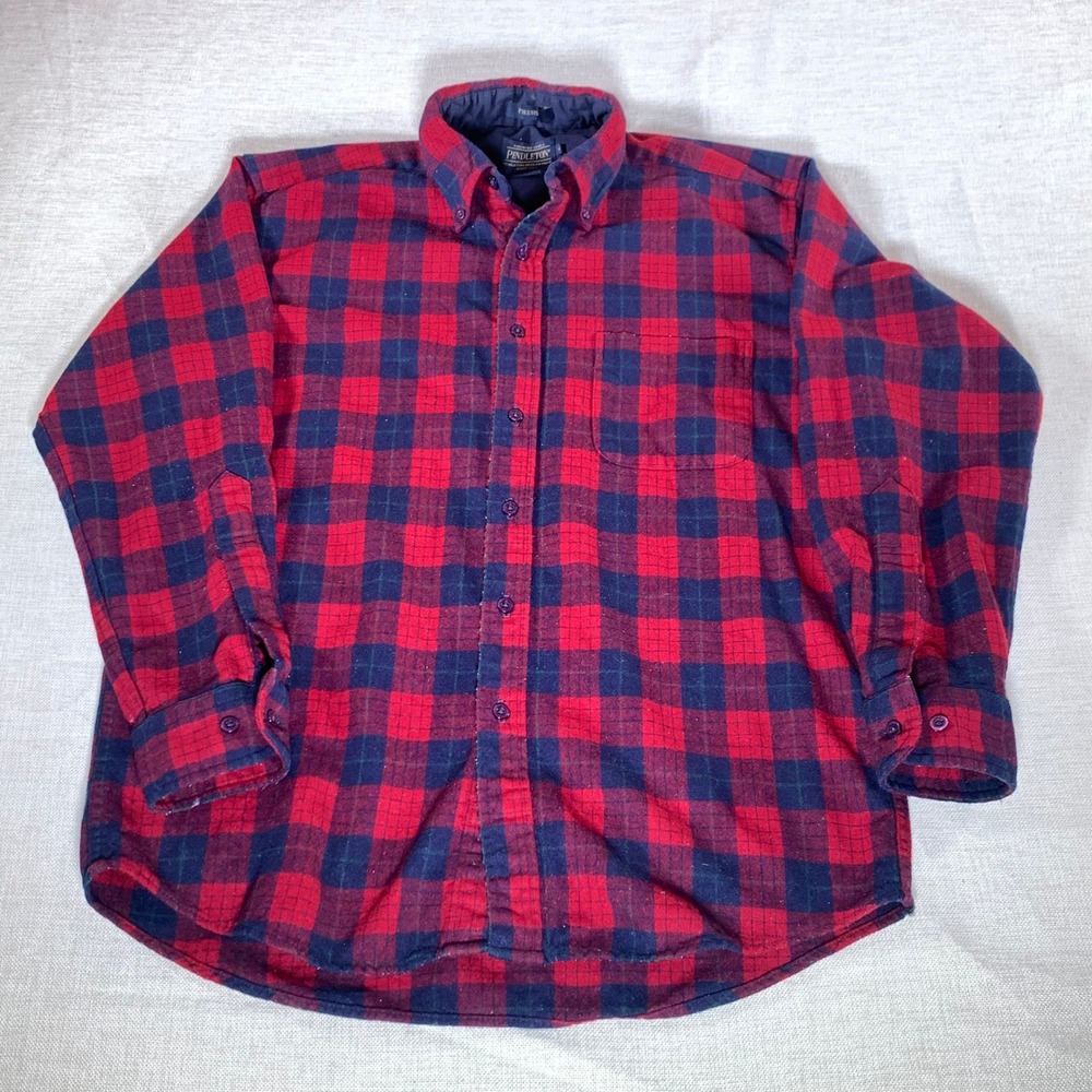 Pendleton Fireside Wool Blend Plaid Button Up Shirt Size M Robinson Dress Tartan - Picture 2 of 10